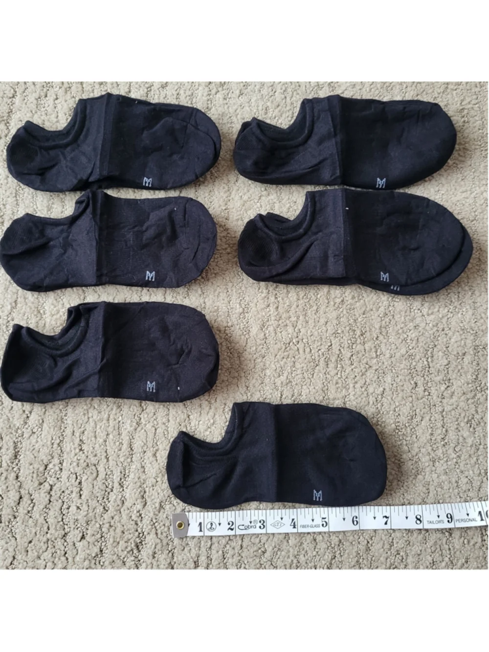 Women's 6-Pair Pack Low Cut No-Show Socks – Black – Size M – NWOT